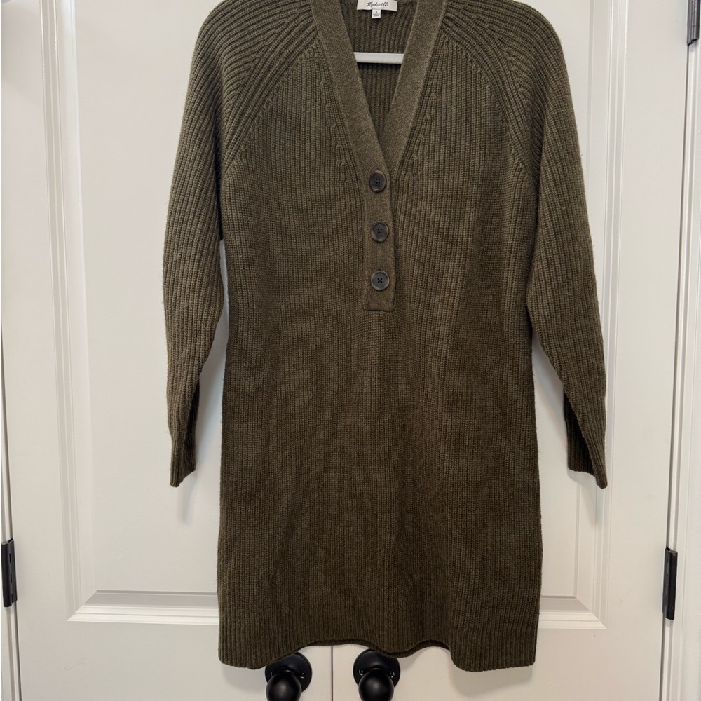 Madewell Olive V-Neck Women's Sweater dress